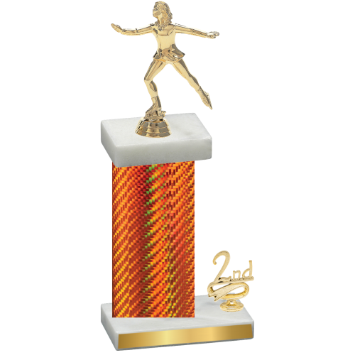 Accented Single Orange Carbon Fiber Second Place Skater Trophy