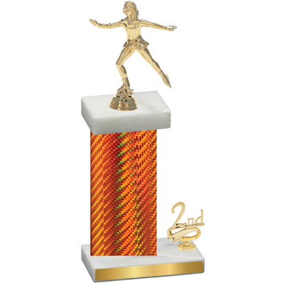 Accented Single Orange Carbon Fiber Second Place Skater Trophy