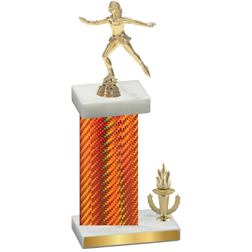 Accented Single Orange Carbon Fiber Victory Skater Trophy