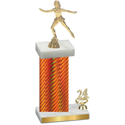 Accented Single Orange Carbon Fiber Year Skater Trophy