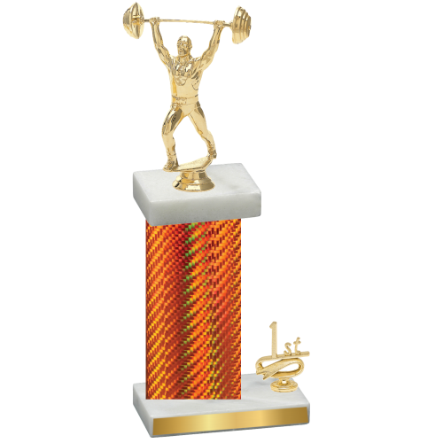 Accented Single Orange Carbon Fiber First Place Weights Trophy