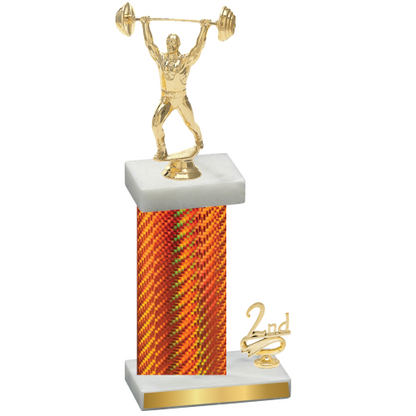 Accented Single Orange Carbon Fiber Second Place Weights Trophy