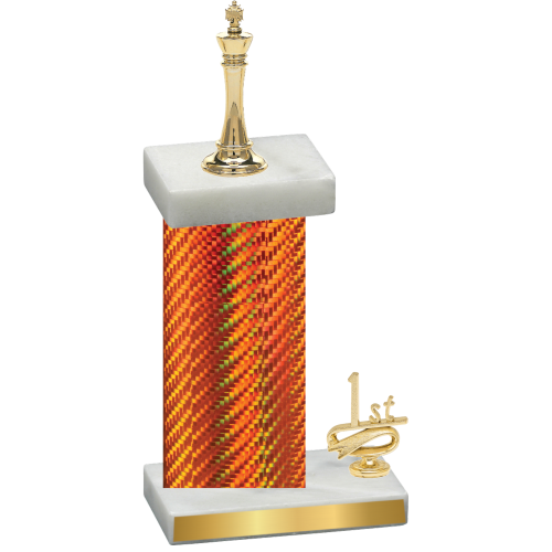 Accented Single Orange Carbon Fiber First Place Chess Trophy