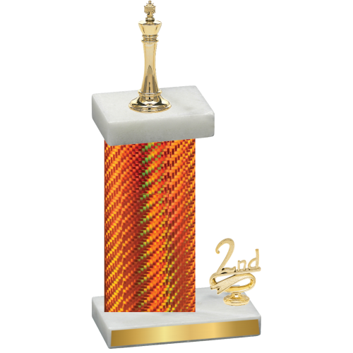 Accented Single Orange Carbon Fiber Second Place Chess Trophy