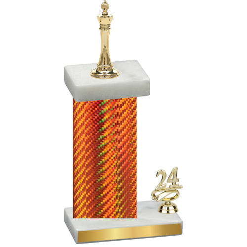 Accented Single Orange Carbon Fiber Year Chess Trophy