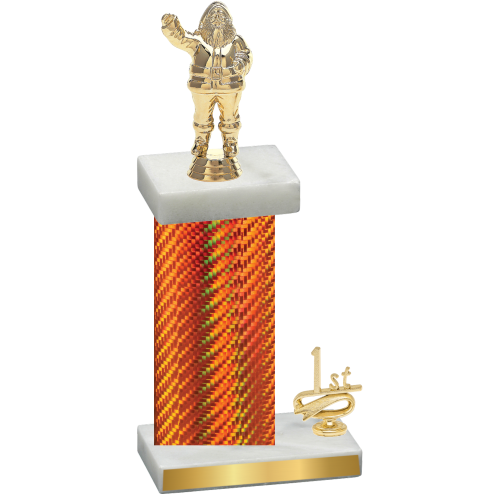 Accented Single Orange Carbon Fiber First Place Holiday Trophy