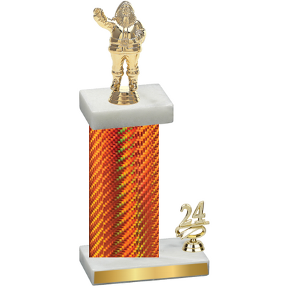 Accented Single Orange Carbon Fiber Year Holiday Trophy