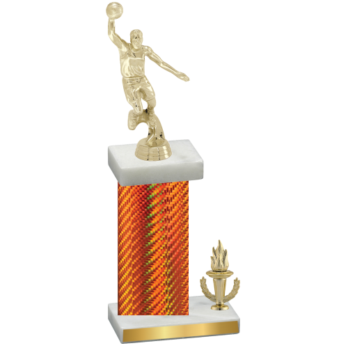 Accented Single Orange Carbon Fiber Victory Basketball Trophy