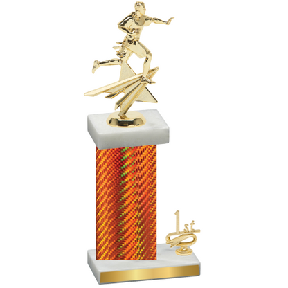 Accented Single Orange Carbon Fiber First Place Flag Football Trophy