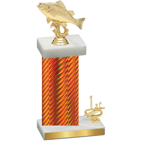 Accented Single Orange Carbon Fiber First Place Fishing Trophy