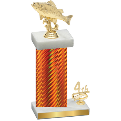 Accented Single Orange Carbon Fiber Fourth Place Fishing Trophy