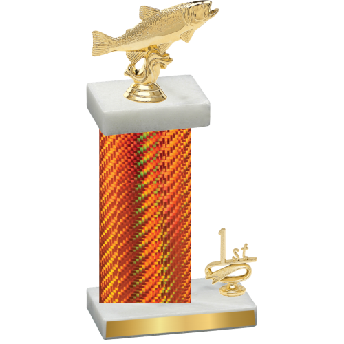 Accented Single Orange Carbon Fiber First Place Fishing Trophy