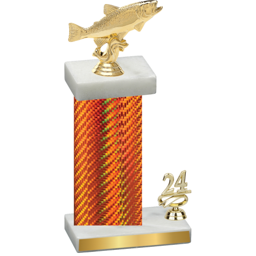 Accented Single Orange Carbon Fiber Year Fishing Trophy