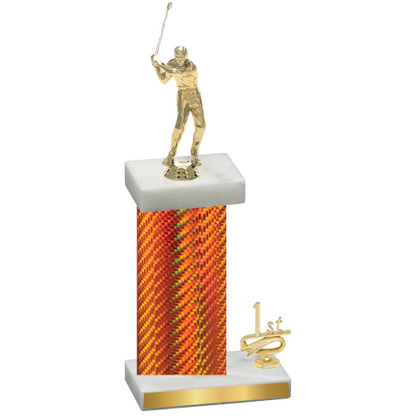 Accented Single Orange Carbon Fiber First Place Golf Trophy