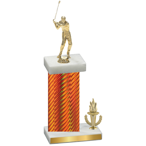 Accented Single Orange Carbon Fiber Victory Golf Trophy