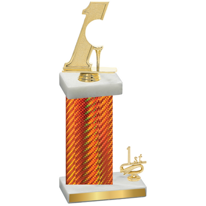 Accented Single Orange Carbon Fiber First Place Golf Trophy