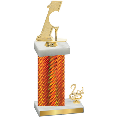 Accented Single Orange Carbon Fiber Second Place Golf Trophy