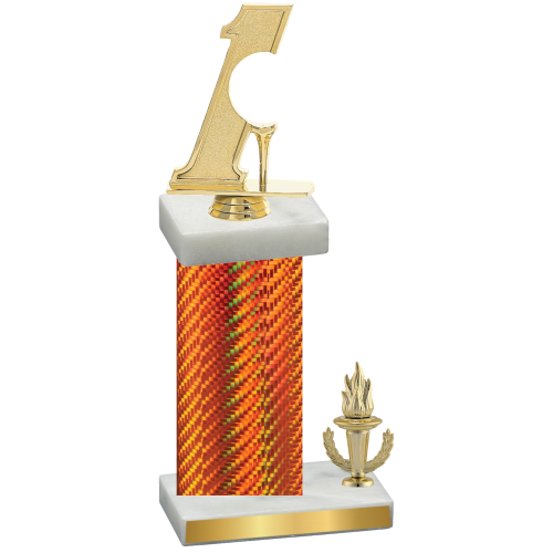 Accented Single Orange Carbon Fiber Victory Golf Trophy