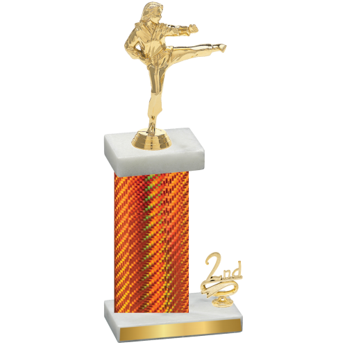 Accented Single Orange Carbon Fiber Second Place Karate Trophy