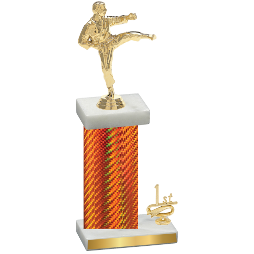 Accented Single Orange Carbon Fiber First Place Karate Trophy