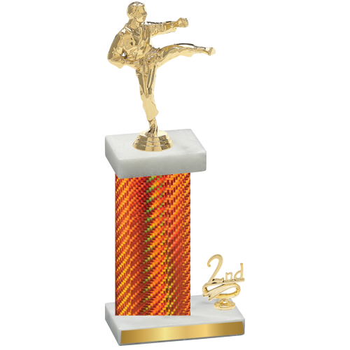 Accented Single Orange Carbon Fiber Second Place Karate Trophy