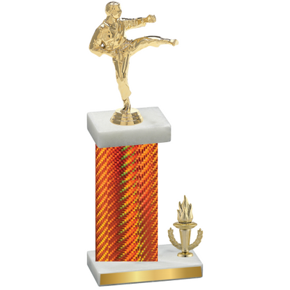 Accented Single Orange Carbon Fiber Victory Karate Trophy