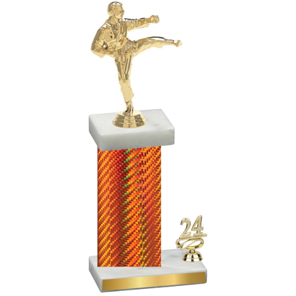 Accented Single Orange Carbon Fiber Year Karate Trophy