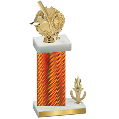 Accented Single Orange Carbon Fiber Victory Baseball Trophy