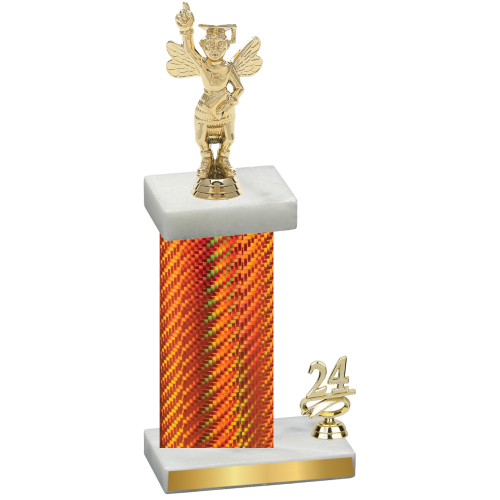 Accented Single Orange Carbon Fiber Year Academics Trophy