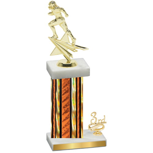 Accented Single Orange Glacier Third Place Football Trophy