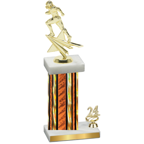 Accented Single Orange Glacier Year Football Trophy