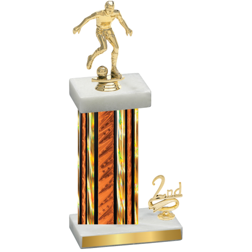 Accented Single Orange Glacier Second Place Soccer Trophy