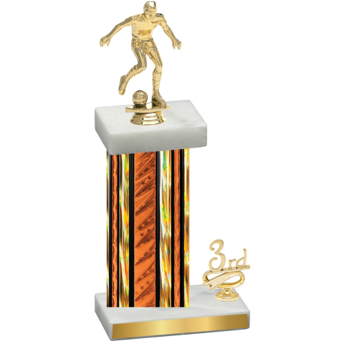 Accented Single Orange Glacier Third Place Soccer Trophy