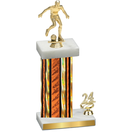 Accented Single Orange Glacier Year Soccer Trophy