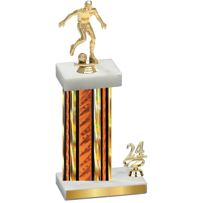 Accented Single Orange Glacier Year Soccer Trophy