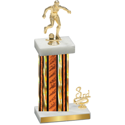 Accented Single Orange Glacier Third Place Soccer Trophy
