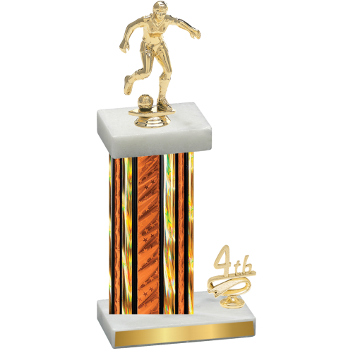 Accented Single Orange Glacier Fourth Place Soccer Trophy