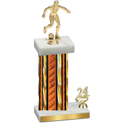 Accented Single Orange Glacier Year Soccer Trophy