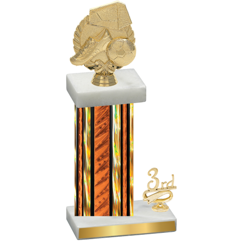 Accented Single Orange Glacier Third Place Soccer Trophy