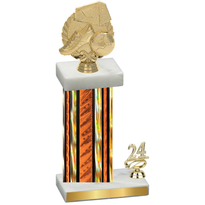 Accented Single Orange Glacier Year Soccer Trophy