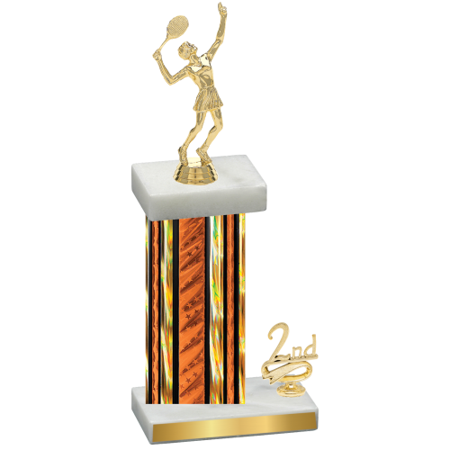 Accented Single Orange Glacier Second Place Tennis Trophy