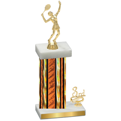 Accented Single Orange Glacier Third Place Tennis Trophy