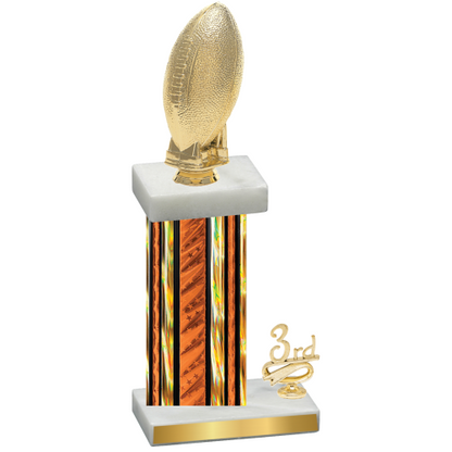 Accented Single Orange Glacier Third Place Football Trophy