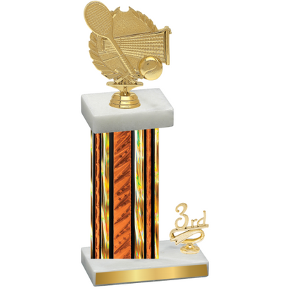Accented Single Orange Glacier Third Place Tennis Trophy