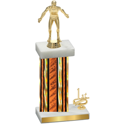 Accented Single Orange Glacier First Place Wrestling Trophy