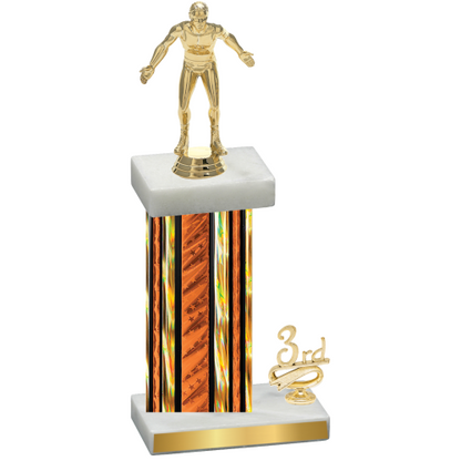 Accented Single Orange Glacier Third Place Wrestling Trophy