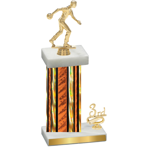 Accented Single Orange Glacier Third Place Bowling Trophy