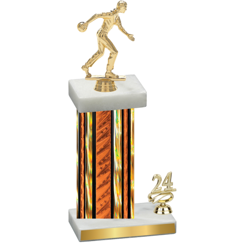 Accented Single Orange Glacier Year Bowling Trophy