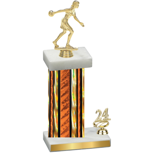 Accented Single Orange Glacier Year Bowling Trophy