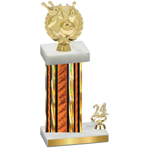 Accented Single Orange Glacier Year Bowling Trophy